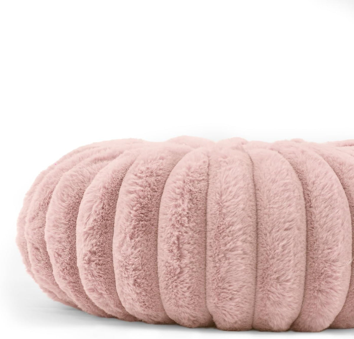 Round Throw Pillow Soft Faux Fur Decorative Pillow Small Pumpkin Throw Pillow Cushion for Living Room Sofa Bed (Pink,13.7" Diameter)