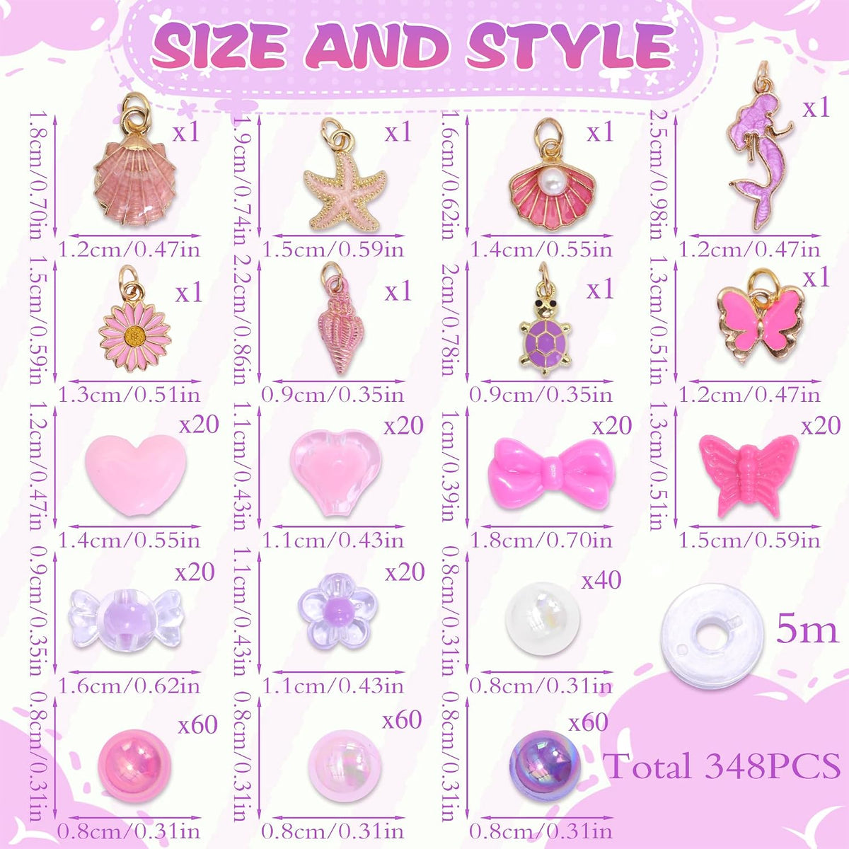 Assorted Beads Bracelet Making Kit Cute Flower Bead for Bracelets