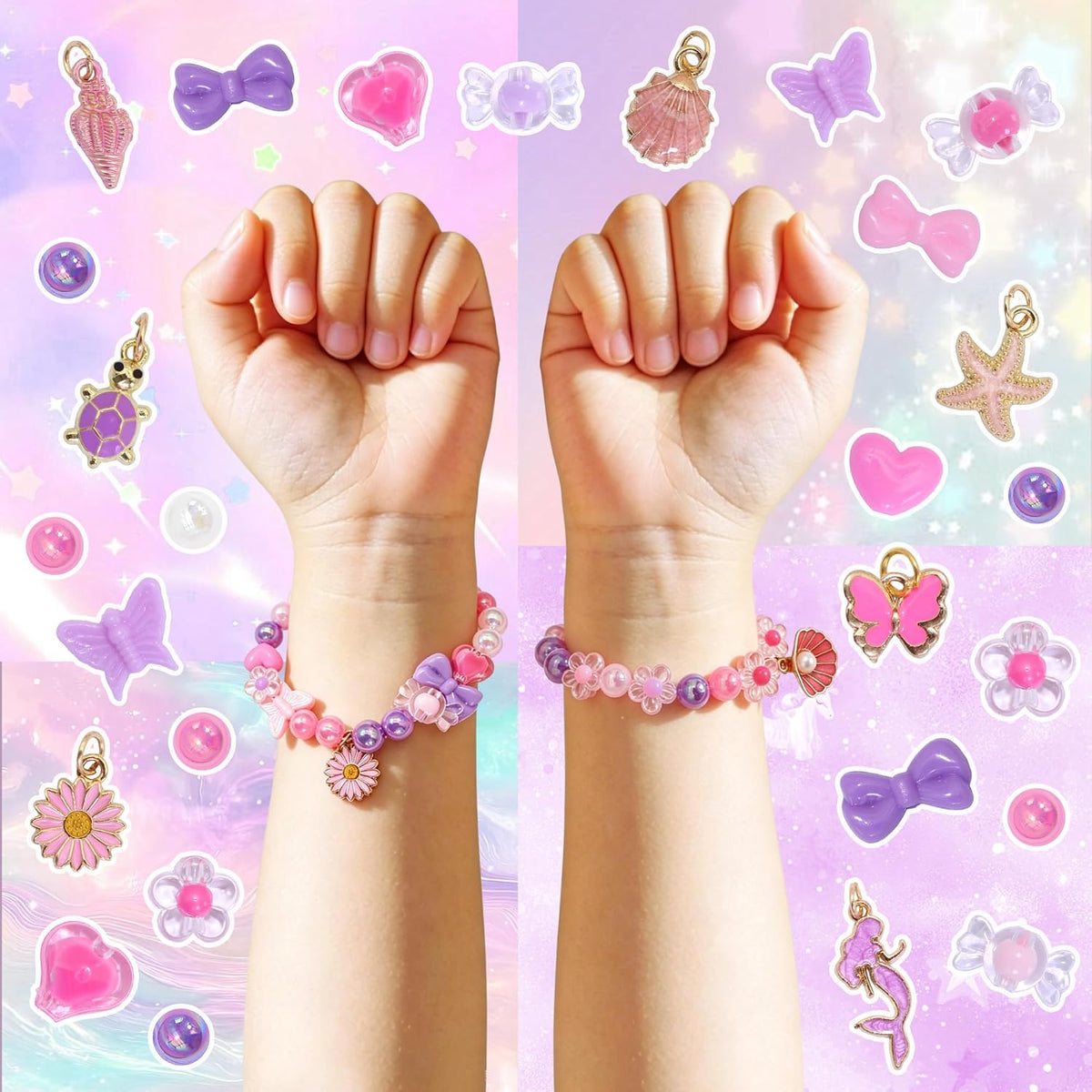 Assorted Beads Bracelet Making Kit Cute Flower Bead for Bracelets