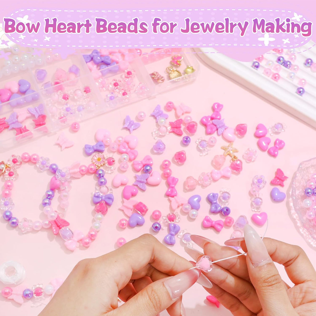 Assorted Beads Bracelet Making Kit Cute Flower Bead for Bracelets