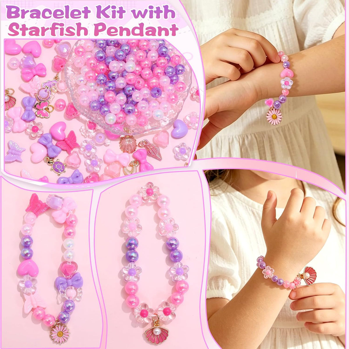 Assorted Beads Bracelet Making Kit Cute Flower Bead for Bracelets