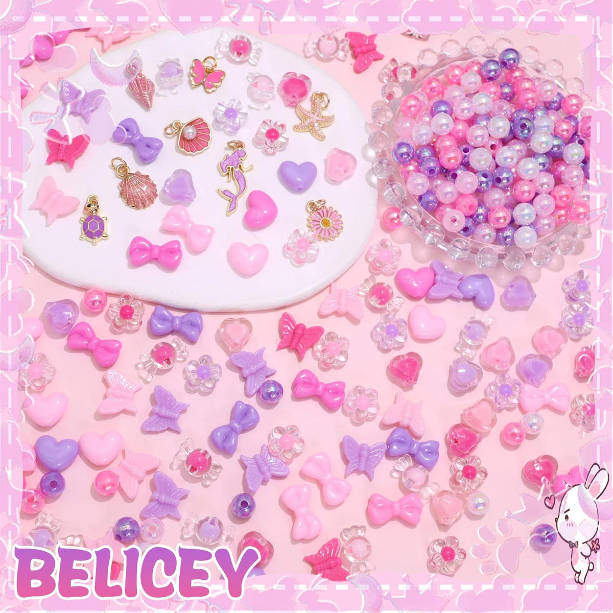 Assorted Beads Bracelet Making Kit Cute Flower Bead for Bracelets