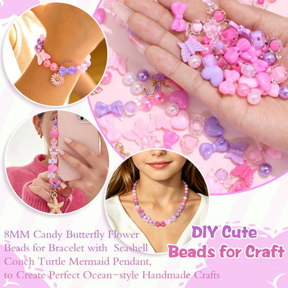 Assorted Beads Bracelet Making Kit Cute Flower Bead for Bracelets
