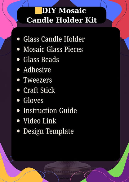DIY Turkish Mosaic Candle Holder Kit - Beginner Friendly Mosaic Art & Craft Project for Adults and Teens - No Grout or Plaster Needed - 4x4 in. (Pink)