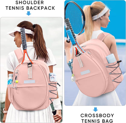 Tennis Backpack with 2 Rackets Holder PU Leather Tennis Racket Bag