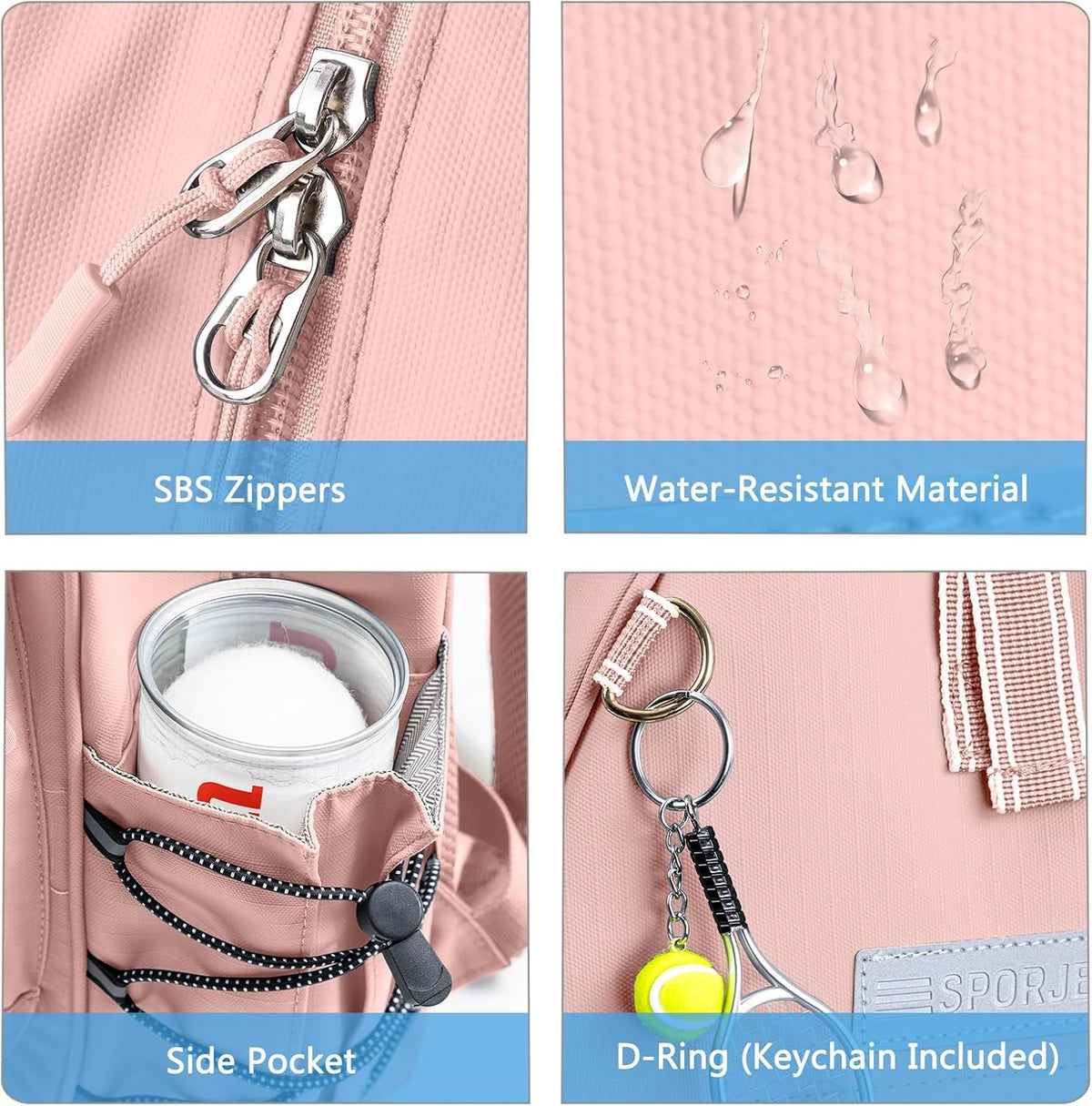 Tennis Backpack with 2 Rackets Holder PU Leather Tennis Racket Bag
