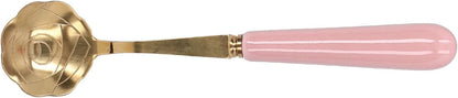 Rose Teaspoon, Golden Stainless Steel Teaspoon with Ceramic Flower Handle, 13cm, Fancy Dessert Spoons for Coffee, Tea, Ice Cream (Pink Handle)