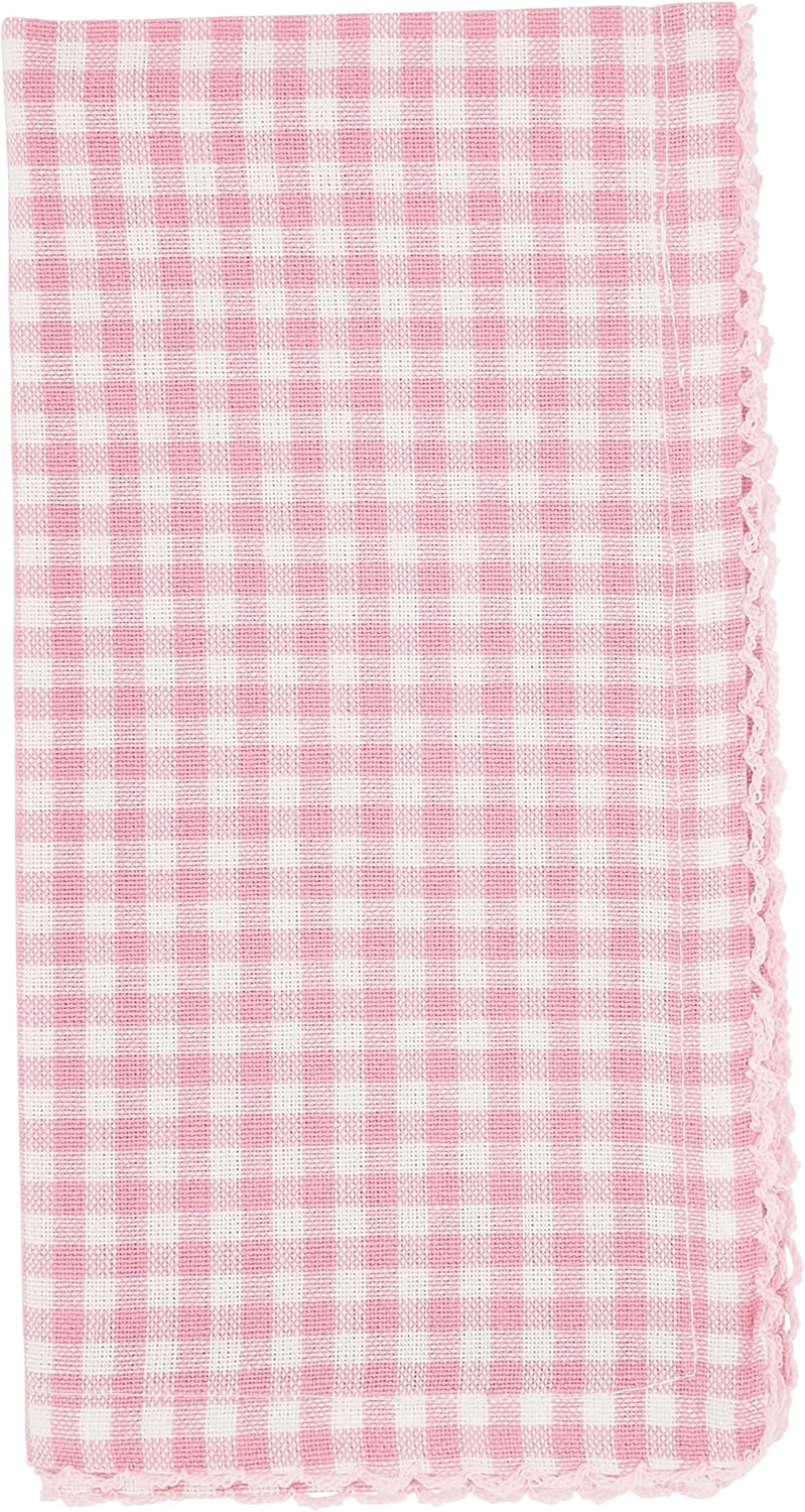 SARO LIFESTYLE Collection Gingham Design Table Napkins (Set of 4), 18", Pink