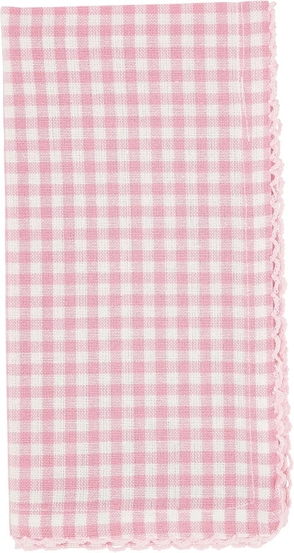 SARO LIFESTYLE Collection Gingham Design Table Napkins (Set of 4), 18", Pink