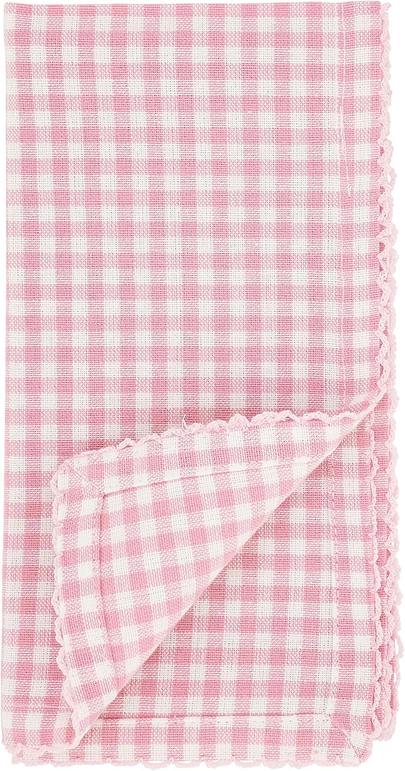 SARO LIFESTYLE Collection Gingham Design Table Napkins (Set of 4), 18", Pink