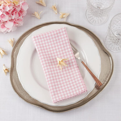 SARO LIFESTYLE Collection Gingham Design Table Napkins (Set of 4), 18", Pink