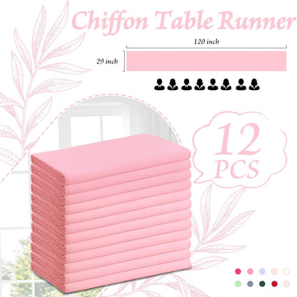 Light Pink Chiffon Table Runners 10FT, 29x120 Inches