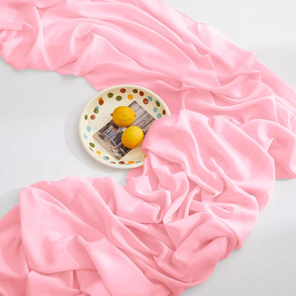 Light Pink Chiffon Table Runners 10FT, 29x120 Inches