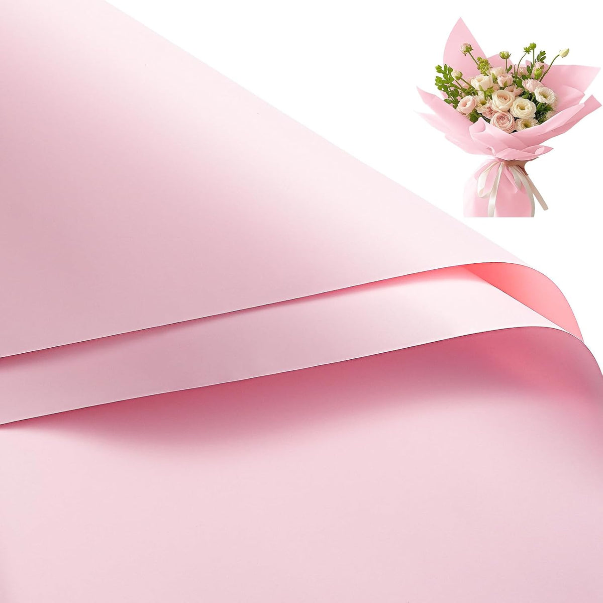 20 Sheets Flower Wrapping Paper, Waterproof Floral Bouquet Wrapping Paper, Florist Supplies Packaging for Birthday, Party, Wedding and DIY Crafts - Pink