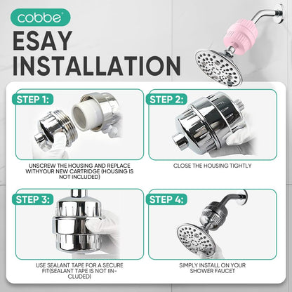 HD HEAVY DUTY High Output Shower Filter – 99% REMOVAL Shower Head Filter for Hard Water, Heavy Metals, Chlorine and Harmful Substance, Improve your skin and hair - Pink