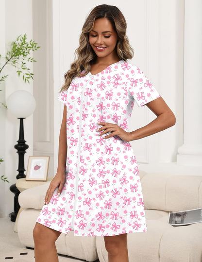 Zipper Robes for Women Short Knit Lightweight Bathrobe with Pockets