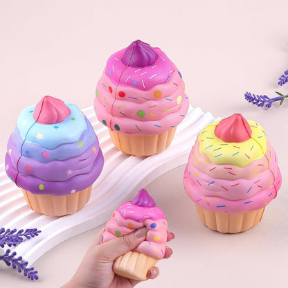3 Pcs Squishies Toys for Kids Cake Slow Rising Fake Cupcake Foam Food Squishys Jumbo Stress Big Squishes Cute Squeeze Toy