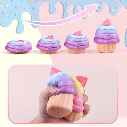 3 Pcs Squishies Toys for Kids Cake Slow Rising Fake Cupcake Foam Food Squishys Jumbo Stress Big Squishes Cute Squeeze Toy