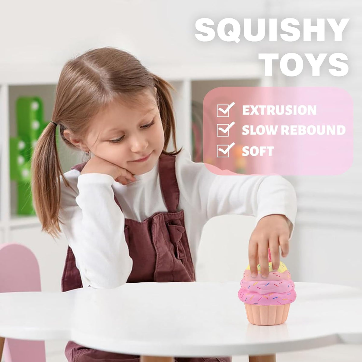 3 Pcs Squishies Toys for Kids Cake Slow Rising Fake Cupcake Foam Food Squishys Jumbo Stress Big Squishes Cute Squeeze Toy