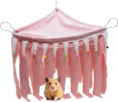 Guinea Pig Hideout,Pets Forest Cage Corner Hideout,Cage Accessories for Guinea Pig, Bunny, Chinchilla, Hamster, Rabbit and Other Small Pets, No Metal Fences (Pink,Medium)