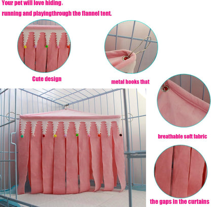 Guinea Pig Hideout,Pets Forest Cage Corner Hideout,Cage Accessories for Guinea Pig, Bunny, Chinchilla, Hamster, Rabbit and Other Small Pets, No Metal Fences (Pink,Medium)