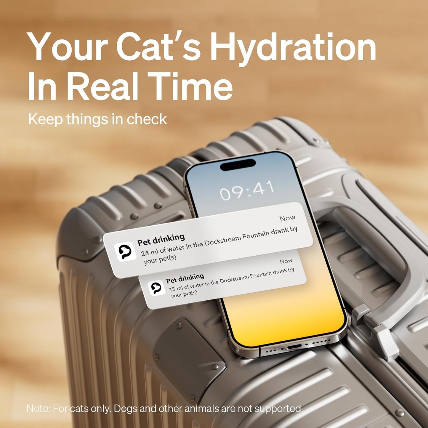 PETLIBRO Cat Water Fountain Stainless Steel Tray, App Monitoring Cat Fountain Indoor, 2.5L/84oz Dockstream Pet Water Fountain, Quite Cat Fountains for Drinking, 2.4G WiFi Cat Water Dispenser BPA-Free