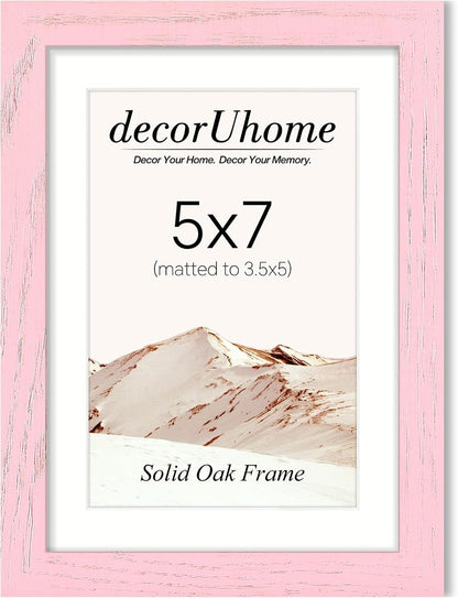 Solid Oak Wood 5x7 Picture Frame Pink