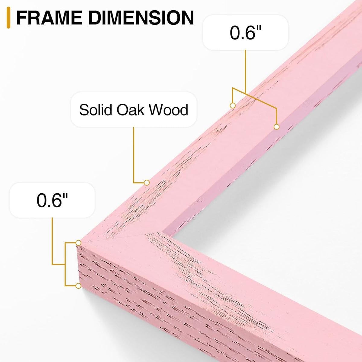 Solid Oak Wood 5x7 Picture Frame Pink