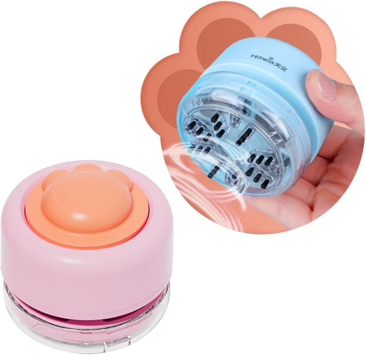 Desktop Vacuum Cleaner, Battery Operated Mini Vacuum Low Noise for Home Office Keyboard, Pink