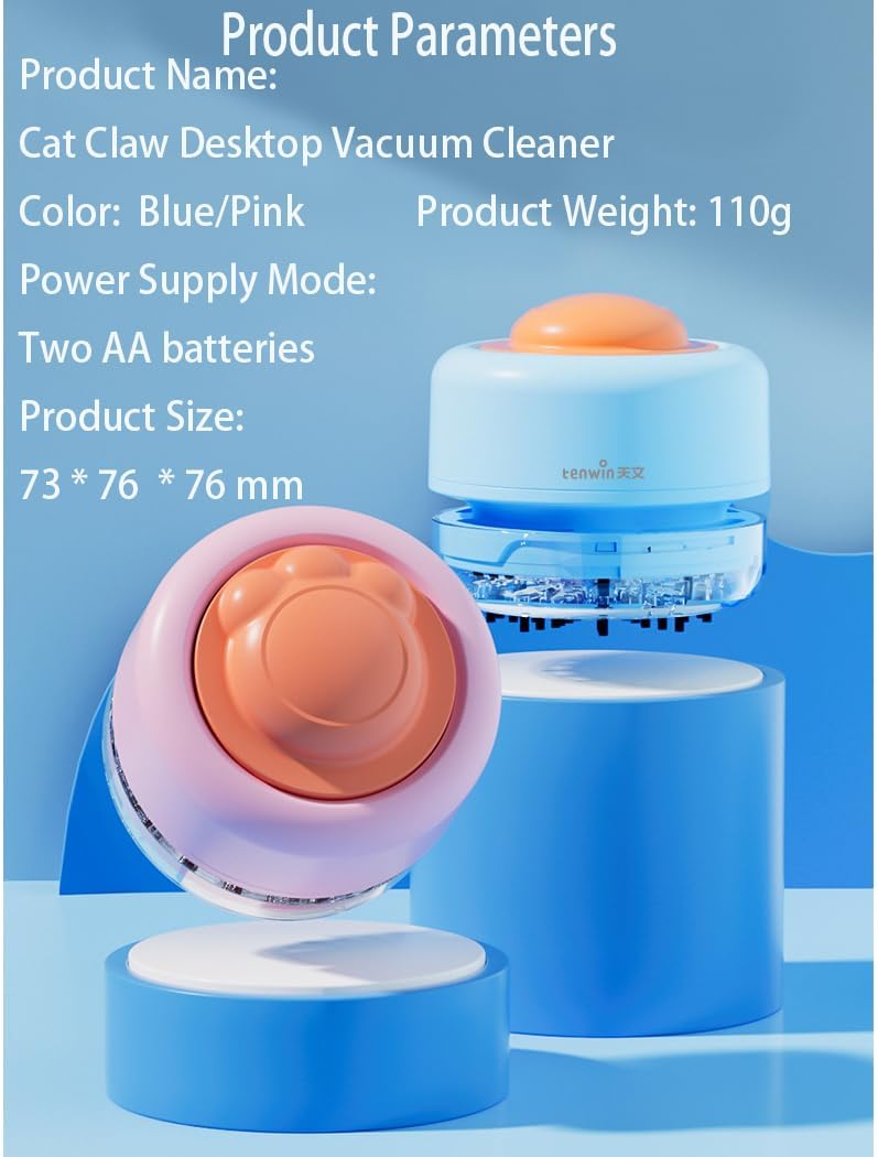 Desktop Vacuum Cleaner, Battery Operated Mini Vacuum Low Noise for Home Office Keyboard, Pink