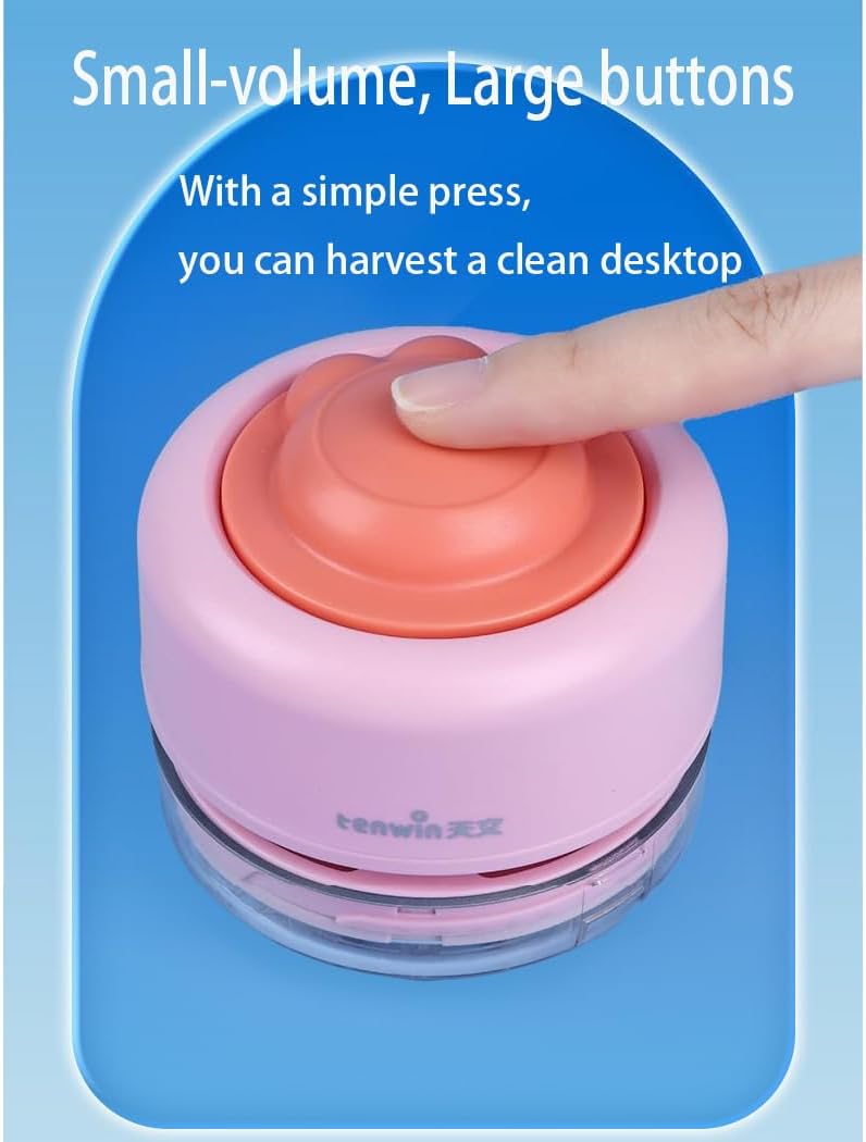 Desktop Vacuum Cleaner, Battery Operated Mini Vacuum Low Noise for Home Office Keyboard, Pink