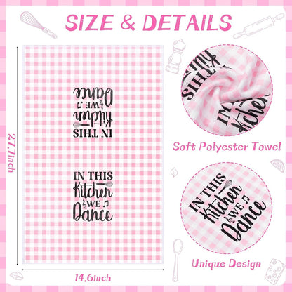 5 Pack Funny Pink Check Kitchen Dish Towels