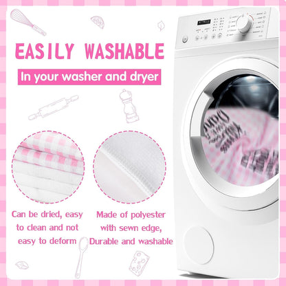5 Pack Funny Pink Check Kitchen Dish Towels