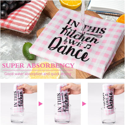 5 Pack Funny Pink Check Kitchen Dish Towels