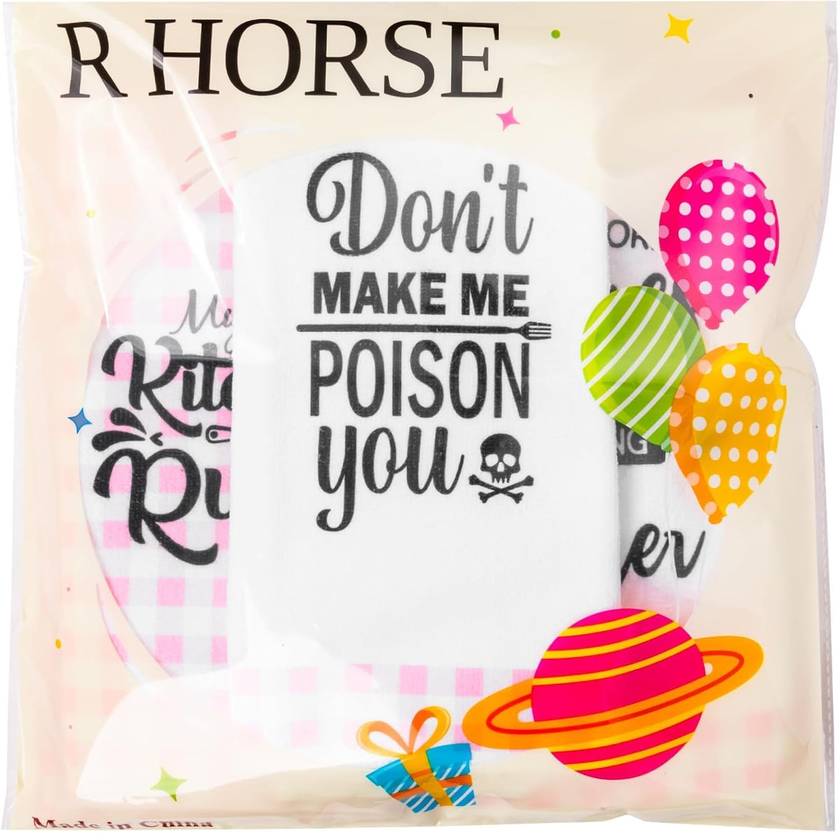 5 Pack Funny Pink Check Kitchen Dish Towels