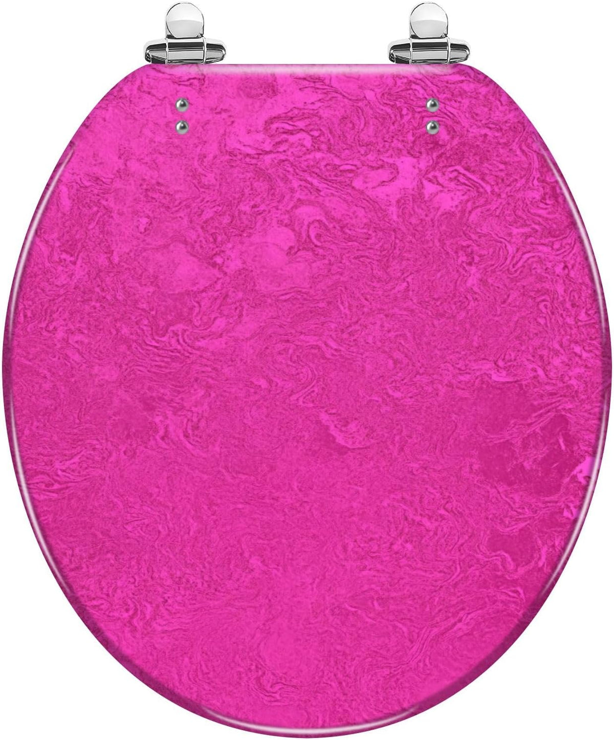 Slow Close Round Toilet Seat Concrete Texture Resin Hot Pink Grunge Magenta Purple Quick-Release Hinges Easy to Clean & Install Cover Bumpers