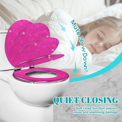 Slow Close Round Toilet Seat Concrete Texture Resin Hot Pink Grunge Magenta Purple Quick-Release Hinges Easy to Clean & Install Cover Bumpers