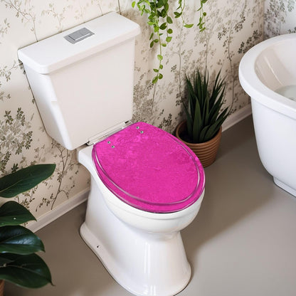 Slow Close Round Toilet Seat Concrete Texture Resin Hot Pink Grunge Magenta Purple Quick-Release Hinges Easy to Clean & Install Cover Bumpers