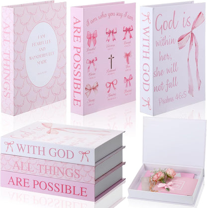 3 Pcs Pink Bow Decorative Books for Coquette Room Decor