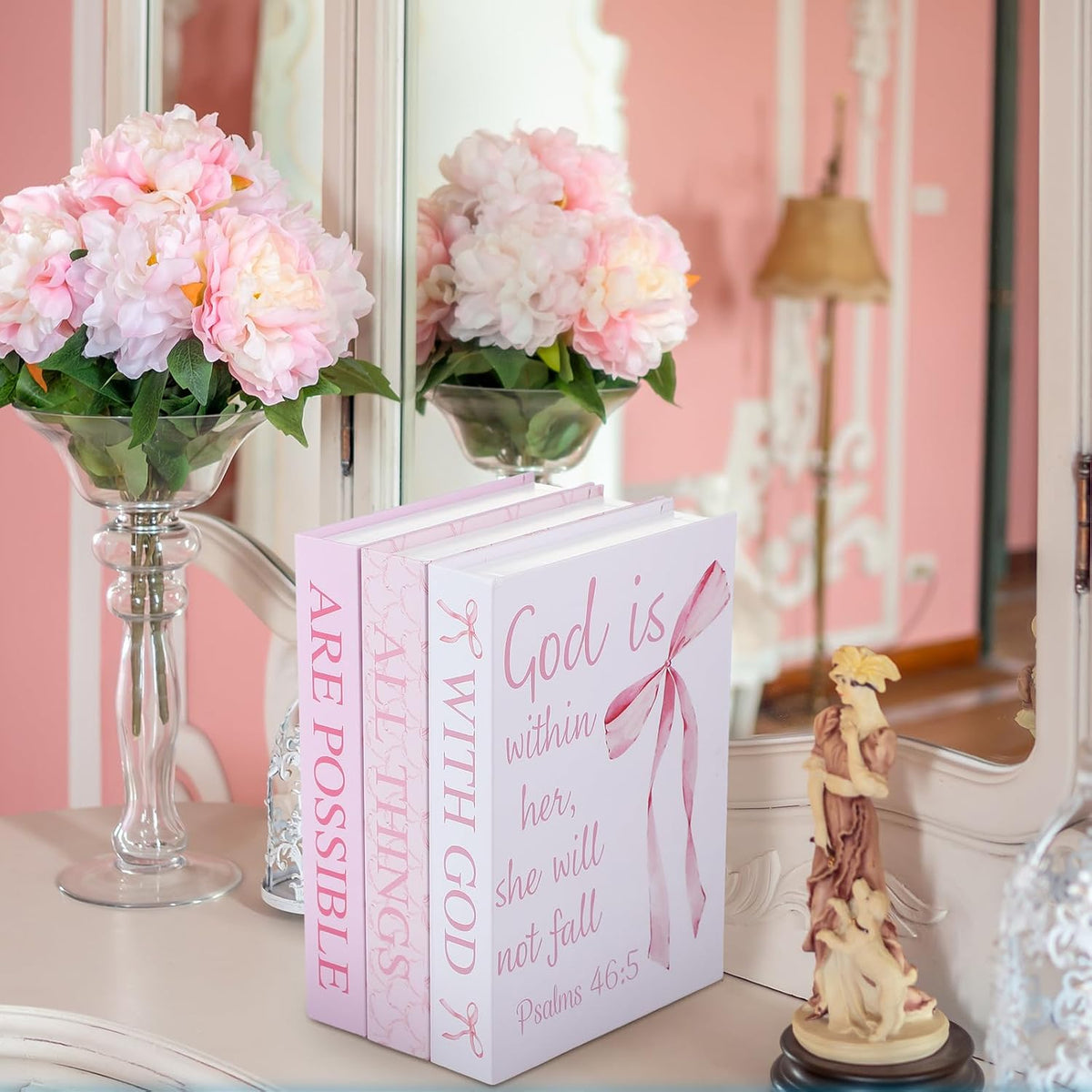 3 Pcs Pink Bow Decorative Books for Coquette Room Decor