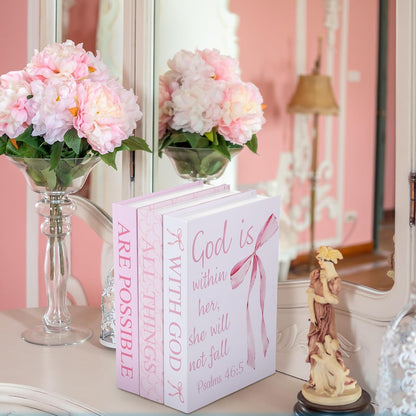 3 Pcs Pink Bow Decorative Books for Coquette Room Decor