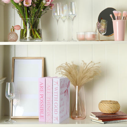 3 Pcs Pink Bow Decorative Books for Coquette Room Decor