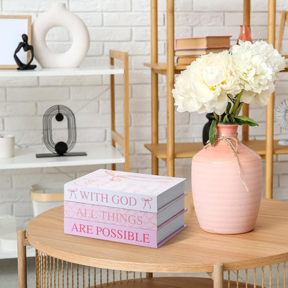 3 Pcs Pink Bow Decorative Books for Coquette Room Decor