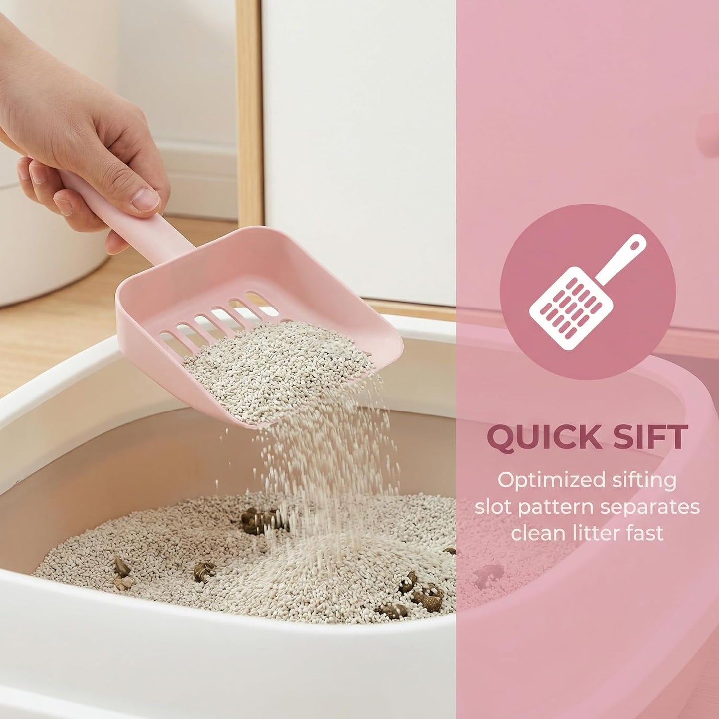 Totority Cat Litter Scoop with Holder 9.25 Inch Wide Mouth Lightweight Pet Litter Shovel for Small to Large Cats Easy Cleaning with Hanging Hole Storage