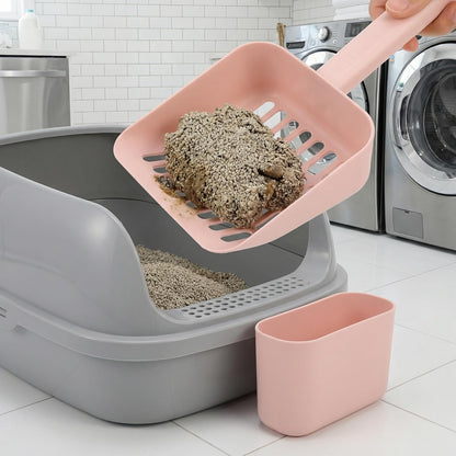 Totority Cat Litter Scoop with Holder 9.25 Inch Wide Mouth Lightweight Pet Litter Shovel for Small to Large Cats Easy Cleaning with Hanging Hole Storage