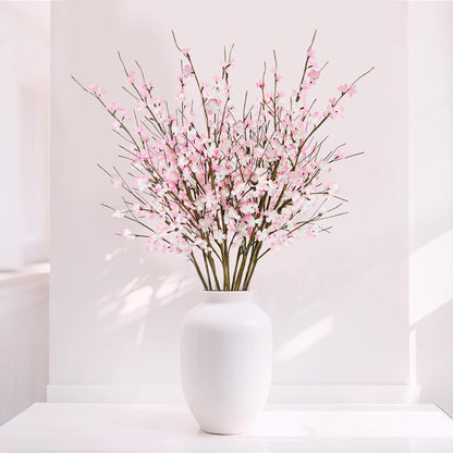 12 Pcs Cherry Blossom Branches 39” Pink Artificial Cherry Blossom Long Stems Faux Cherry Blossom Flowers Arrangements for Vase Home Wedding Anniversary Table Spring Decor
