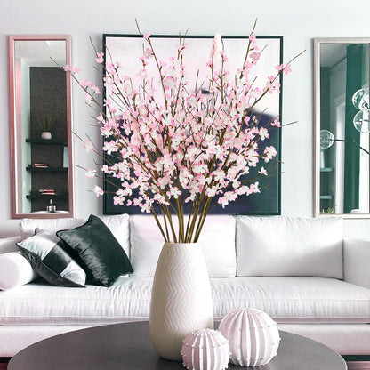 12 Pcs Cherry Blossom Branches 39” Pink Artificial Cherry Blossom Long Stems Faux Cherry Blossom Flowers Arrangements for Vase Home Wedding Anniversary Table Spring Decor