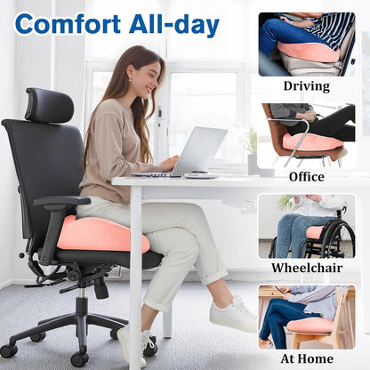 Seat Cushion, Gel Memory Foam Office Chair Cushions, (Pink)