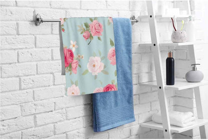 Pink Rose Hand Towels Cotton Washcloths,Elegance Seamless Pattern with Shabby Chic Rose Flowers in Vintage Style Soft Towels for Bathroom/Yoga/Golf/Hair/Face Towel 15X30 Inch