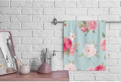 Pink Rose Hand Towels Cotton Washcloths,Elegance Seamless Pattern with Shabby Chic Rose Flowers in Vintage Style Soft Towels for Bathroom/Yoga/Golf/Hair/Face Towel 15X30 Inch